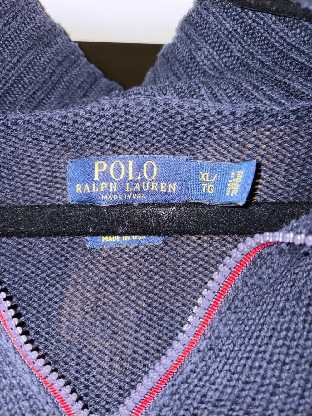 Ralph Lauren Polo Navy USA Flag Quarter-Zip Sweater [Unisex Size XL] - Picture 6 of 6